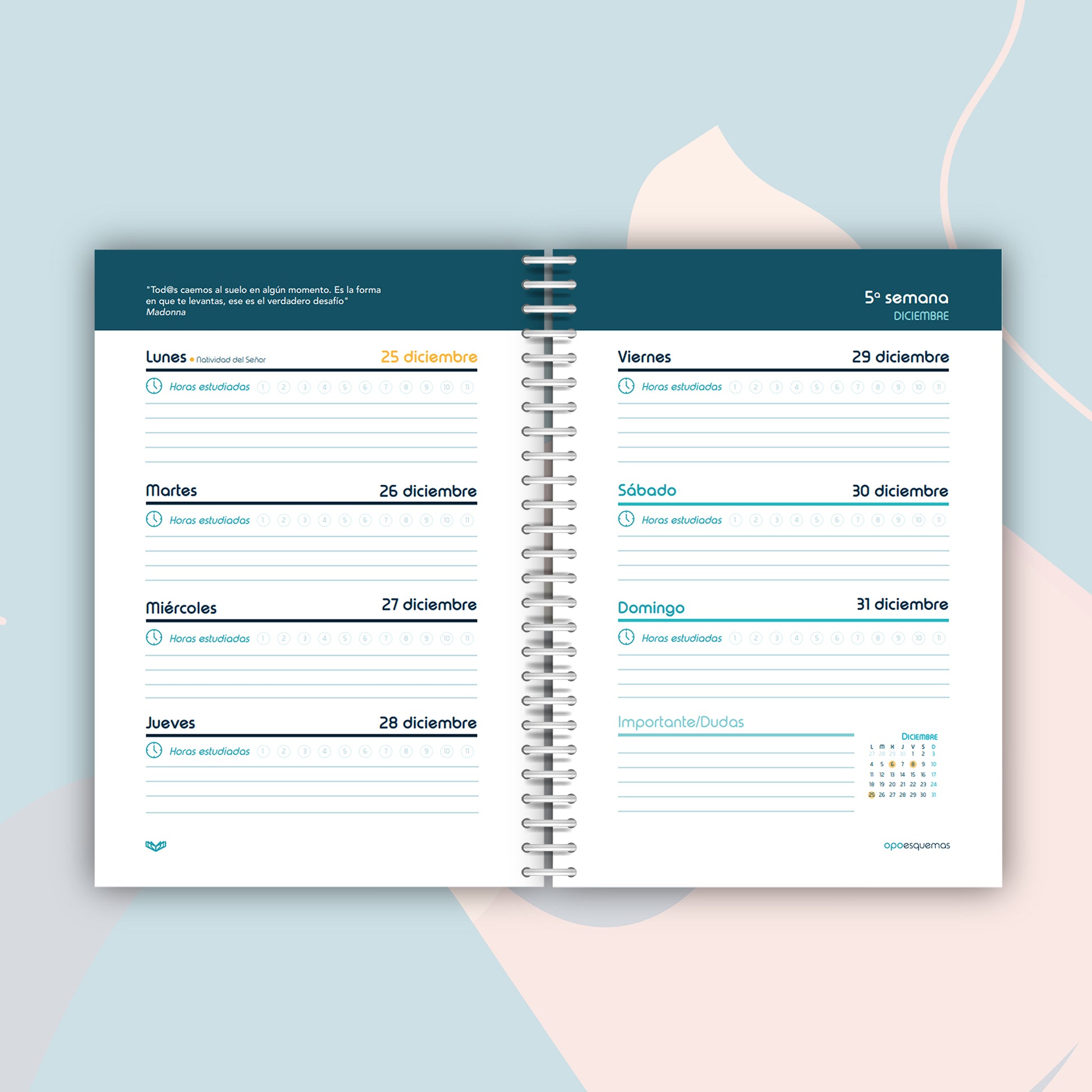 Agenda para opositores “Agenda del opositor 2026” - OPOESQUEMAS