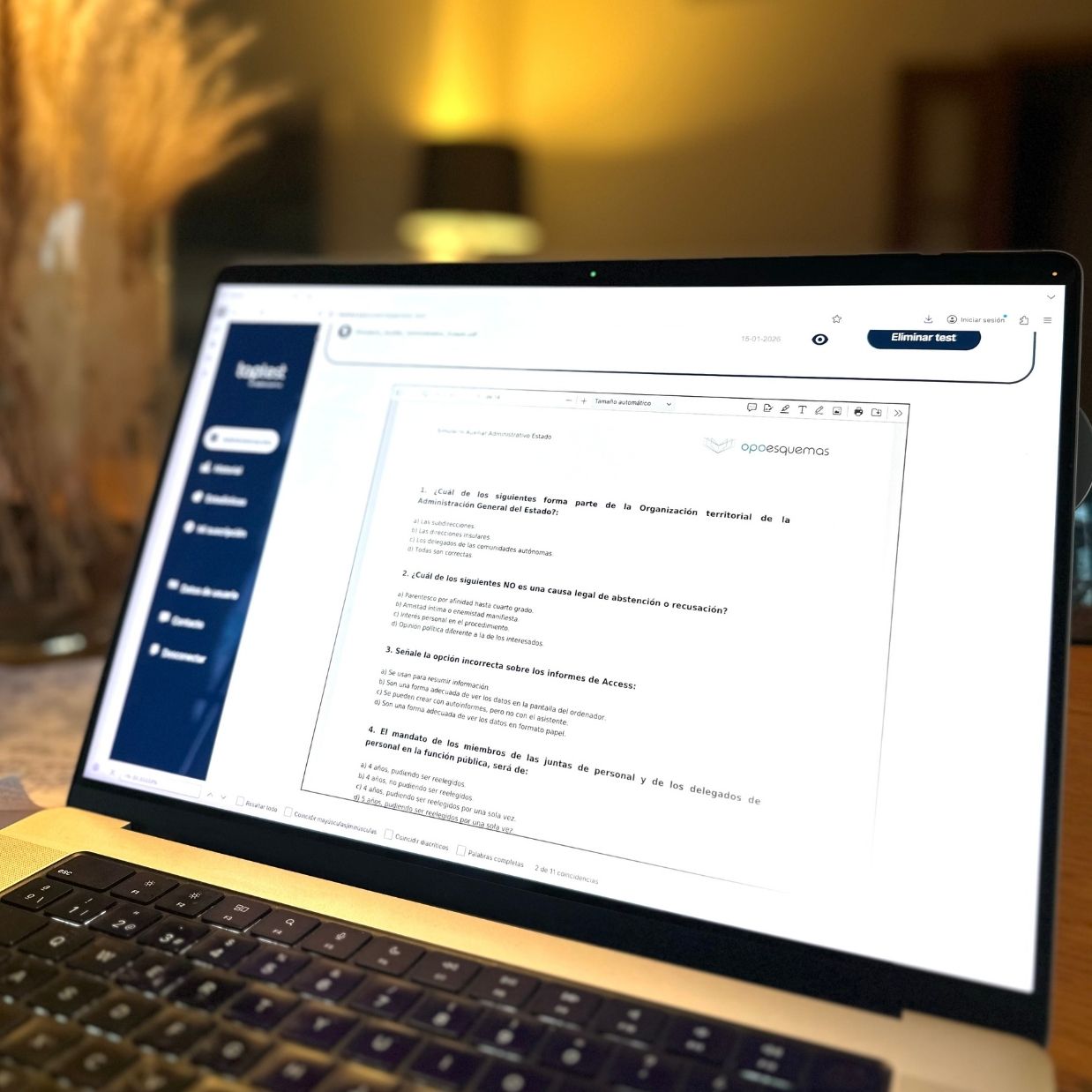 Haz test en PDF Administrativo Estado